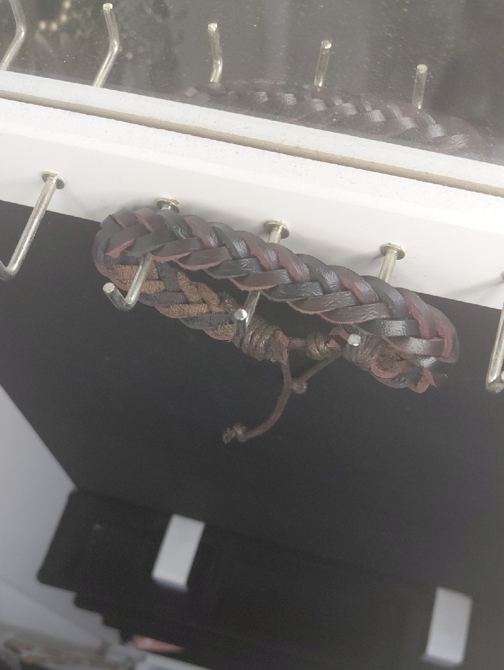 Braided Leather Adjustable Bracelet - Brown & Black